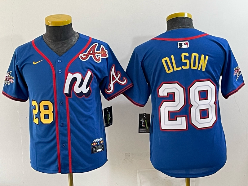 Youth Atlanta Braves #28 Olson blue Nike 2025 MLB Jersey 001->youth mlb jersey->Youth Jersey
